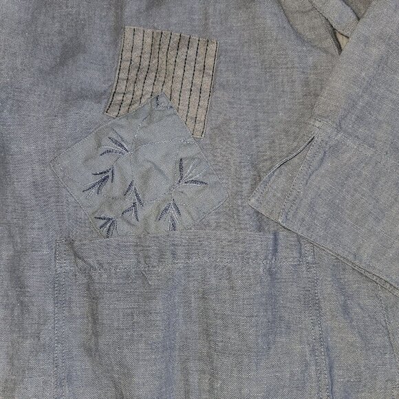 J JIll Unstructured Linen Jacket Womens M Sage Lagenlook Embroidered Vintage - Picture 10 of 16